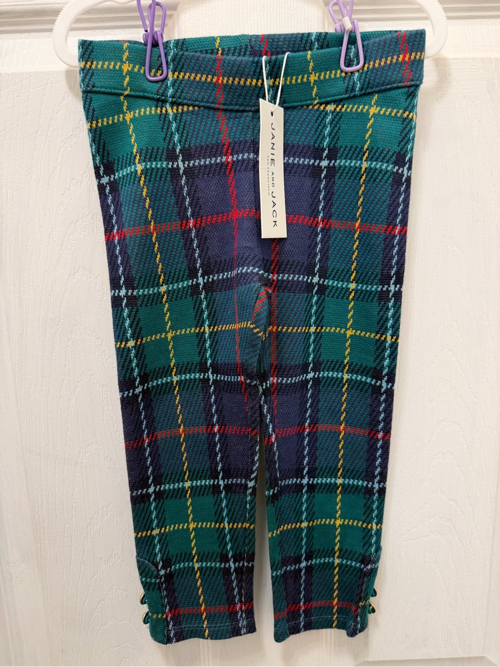 Janie and Jack Green, Navy, Red & Yellow Plaid Ponte Leggings